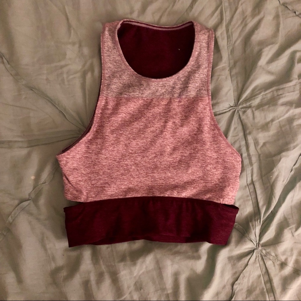 Outdoor Voices Tri-Tone Slashback Crop Top
